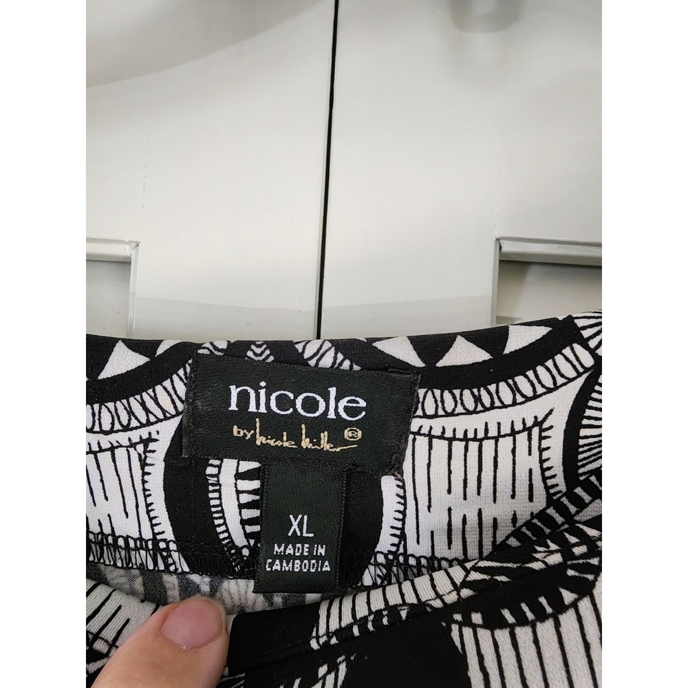Nicole by Nicole Miller XL Black White Red Baroque Print Shift Dress Career Chic - Picture 4 of 7